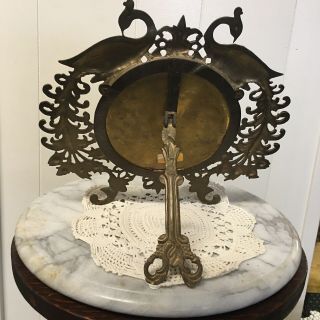 Antique Standing Vanity Mirror with Brass Peacocks on both sides 2