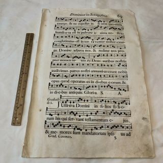 Huge 1700’s Music Sheet Folio Leaf In Le Mans - France - Decor Display - A