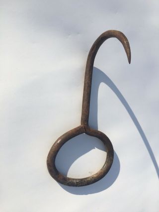 Vintage Antique Hay Straw Bale Hook Meat Ice Grapple Rustic Iron Farm Tool 13