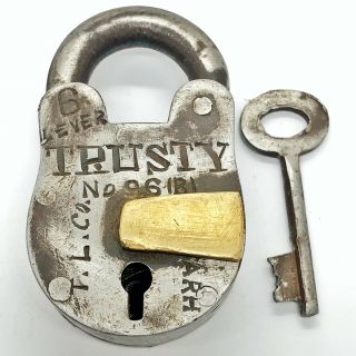 Authentic Antique Lock & Key Padlock - Ca.  1800’s India - White Metal Old Trusty