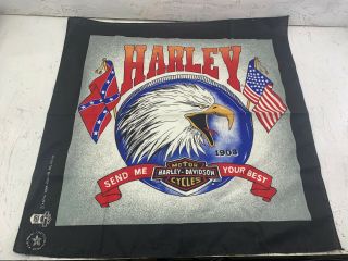 Vintage Harley Davidson Bandana Handkerchief Usa Made Eagle Print