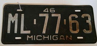 Vintage 1946 Michigan License Plate State Car Tag