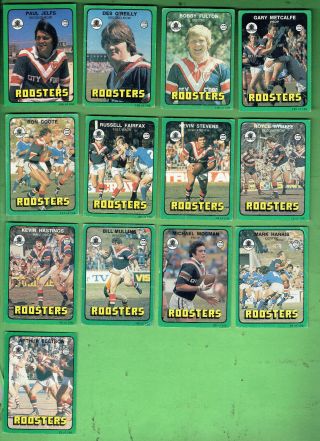 D435.  1978 Eastern Suburbs Scanlens Rugby League Cards,  All 13 Cards