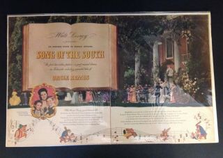 Vtg 1946 Walt Disney Song Of The South 2 Page Print Add Advertisement 20 "