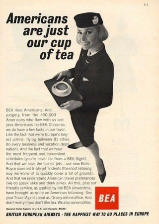 1966 British European Airways Bea Stewardess Vintage Suit Print Ad