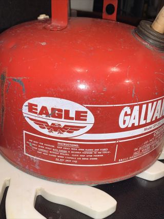 Vintage Eagle 2.  5 Gallon Galvanized Vented Gas Can USA Model SP - 2 1/2 2