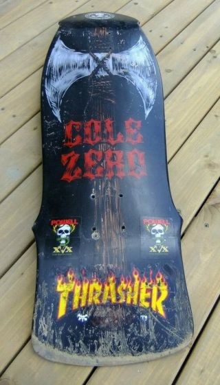 Zero Chris Cole Battle Axe Shaped Black Skateboard 9.  5 Deck RARE 3
