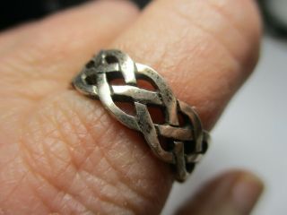 Sterling Silver 925 Estate Vintage Mens Celtic Symbol Weave Band Ring Size 9.  5