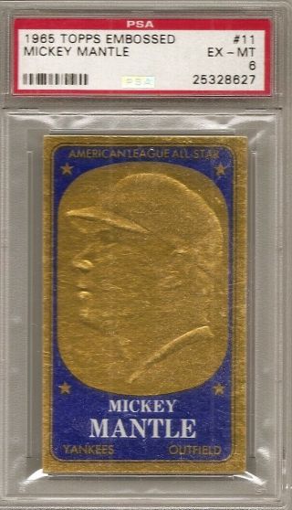 1965 Topps Embossed 11 Mickey Mantle Psa 6