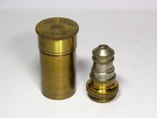 Microscope Objective: С.  Reichart Wien №4 4b,  Antique Brass,  Tube Case