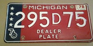 Vintage 1976 Michigan Dealer License Plate State Car Tag 295d75