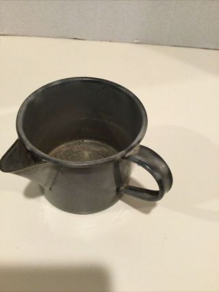 Antique Vtg Gray Graniteware 4 1/2 " Lipped Strainer Cup W/ Handle Teapot?