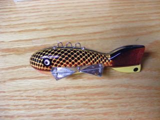 C Hines Heddon Style 400 4 Point Fish Decoy in Yellow Red Scales Color 3