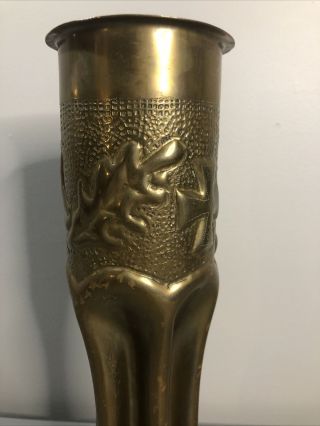 Vtg Antique Trench Art 75mm Shell 1914 - 1918 Vase Sculpture