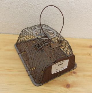 Antique Haguruma Metal Wire Mouse Rat Rodent Trap Cage Primitive Rustic Japan