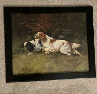 Rare G Muss Arnolt Vintage Litho (hunting Dogs In The Field) Framed 16 X 20