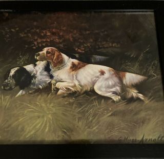 Rare G Muss Arnolt vintage Litho (Hunting Dogs in The Field) Framed 16 X 20 3