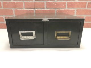 Vintage Cole Steel Two Drawer Index Card Stackable Metal File Cabinet 16” X 12”