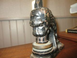 ANTIQUE EARLY 1900 ' S CAST IRON LION HEAD NOTARY STAMPER SEAL/WALLINGFORD,  CONN. 2