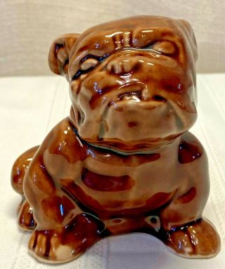 Vintage Morton Pottery Bulldog Planter Collectible Usa Brown Very Cute Usa