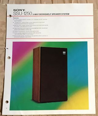 Vintage Sony 2 Way Bookshelf Speakers Ssu - 1250 Orig Dealer Sheet Cm168