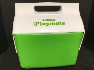 Vintage 1977 Little Playmate Cooler Lime Green White Push Button Open