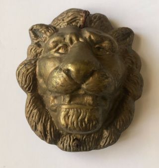 Vintage Antique Brass Lion Head Face Wall Decor Or Furniture Fixture 6 "