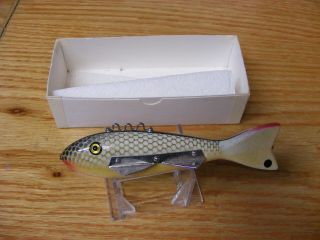 C Hines Heddon Style 400 4 Point Fish Decoy In Gold White Scales Color 5 "