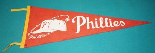Vintage 1960s Philadelphia Phillies Baseball Soft Cloth Pennant 29 X 11.  5
