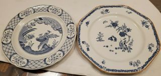 2 Antique Plates: Wood &sons Woods Ware Quail &flowers;furnivals Ltd Old Chelsea