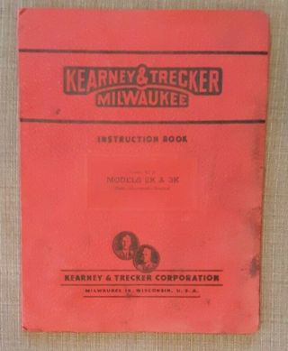 Vintage Kearney & Trecker 2k & 3k Milling Machine Instruction Book