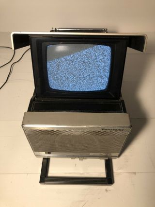 Vintage 1983 Panasonic Tr - 5100p Black & White 5 " Pop - Up Television With Radio