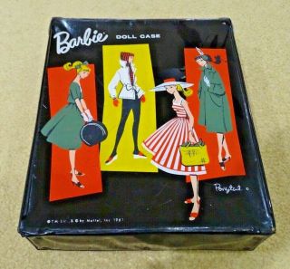 Vintage Barbie Doll Ponytail Carry Case 1961 Mattel Black Vinyl