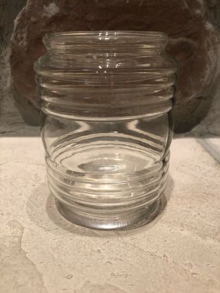 Vintage Ribbed Porch Ceiling Globe Clear Glass Jelly Jar Light Shade 3 " Opening
