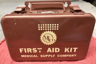 Vintage Metal Ms Company Military First Aid Kit 1169 Medical Supply Vgc