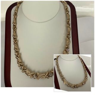 Vintage Jewellery Attwood & Sawyer Gold Plated Swarovski Crystal Necklace
