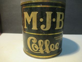 Mjb Coffee Can Vintage Old Tin No Lid 1 Pound Size M J B Usa