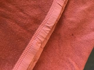 Vintage Pink With Trim Edging Twin Size Camp Blanket Wool (68”x60”)