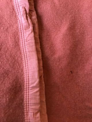 vintage pink with trim edging twin size camp blanket wool (68”x60”) 2