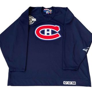 Vintage Montreal Canadians Nhl Hockey Jersey By Ccm Rare Xxl Blue Stitched