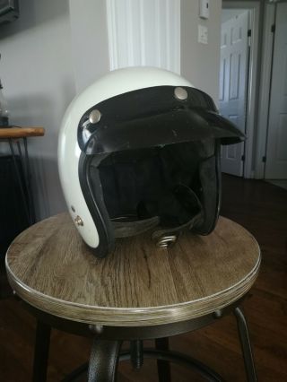 Vintage Motorcycle Racing Shoei S - 3 Open Face Helmet.  1970 