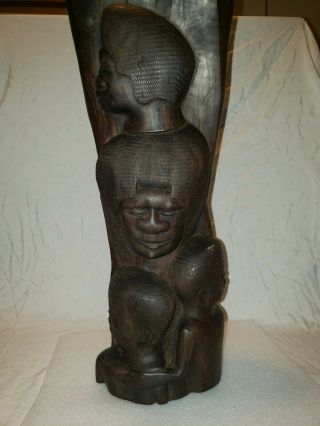 Vintage Hand Carved Statue Detailed Family Unity African Art 16 1/2 " Tall