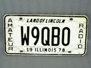 1978 W9qbo Amateur Ham Radio Operator License Plate Illinois 1978 Man Cave