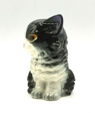Vintage GOEBEL W.  Germany Cat Kitten Black White Signed Figurine 2
