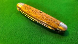 Vtg Pal Cutlery Co Made In Usa 3⅜ " Wheat Bone Equal End Pocket Knife Gd - X Snap
