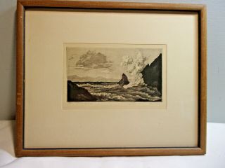 " The Breakers " Lyman Byxbe Vintage Signed Etching
