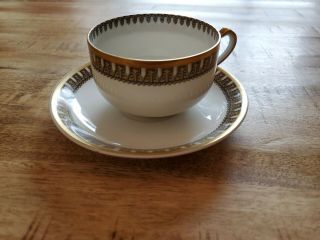 Vintage Haviland Limoges Demitasse Tea Cup And Saucer Gold/brown/black Accents