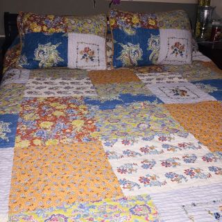 Living Quarters Embroidered Quilt 2 Standard Pillow Shams Bedding Queen Full Set