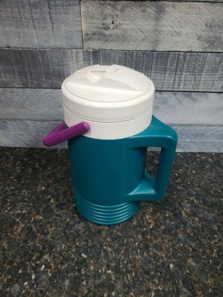 Vintage Igloo 1gallon Water Cooler Jug Green/white/purple 2 Handles