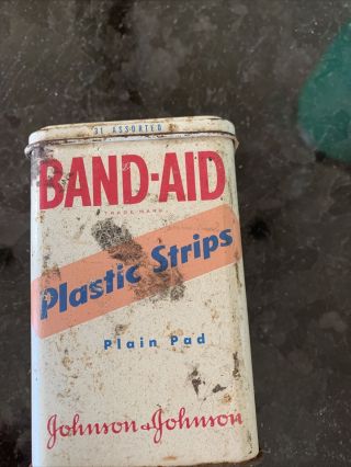 Vintage Tin Johnson & Johnson Band - Aid Plastic Strips With Band - Aids